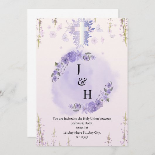 Aanpasbare Christelijke bruiloft uitnodiging (Voorkant / Achterkant)