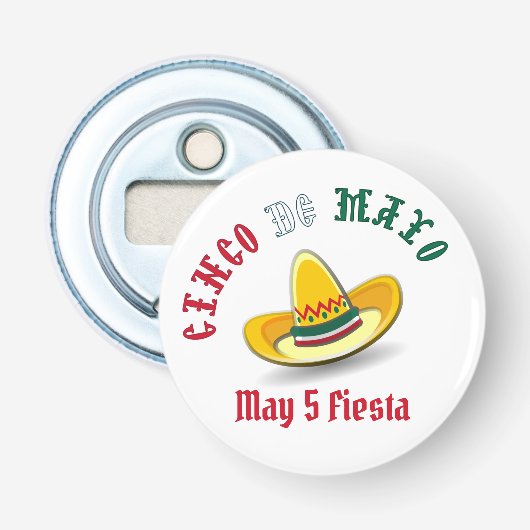Aanpasbare Cinco de Mayo 5 Mei Fiesta Button Flesopener (Voorkant)