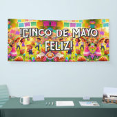 Aanpasbare ¡Cinco de Mayo Fleliz!   Spandoek (Beurs)