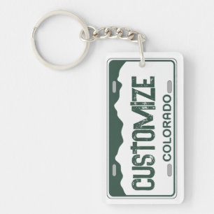 Aanpasbare Colorado-registratieplaat groene sleute Sleutelhanger