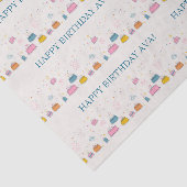 Aanpasbare Confetti & Taart Verjaardag Tissuepapier (Detail)