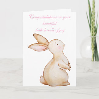 Aanpasbare Congratulations on the birth konijn Kaart