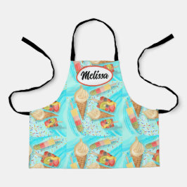 Aanpasbare consumptie-ijs en schort met popsikel