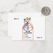 Aanpasbare Corgi Puppy Valentijn Notitiekaartje (Voorkant / Achterkant in situ)