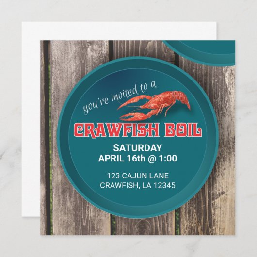 AANpasbare CRAWFISH BOIL-INVITATIE Kaart (Voorkant / Achterkant)
