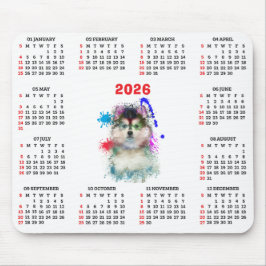 Aanpasbare Cute Pomsky-hond Kalender Muismat