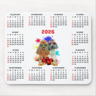 Aanpasbare Cute Poodle-hondenkalender Muismat