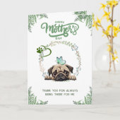 Aanpasbare Cute Pug Moederdag Kaart (Gele Bloem)