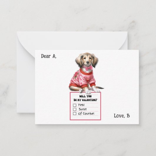 Aanpasbare Dachshund Valentijnsdagkaart Notitiekaartje (Voorkant)
