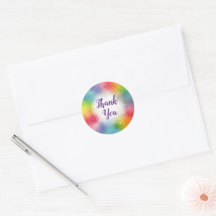Aanpasbare Dank U Tekst Regenboog Kleuren Script Ronde Sticker