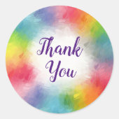 Aanpasbare Dankjeweltekst Regenboogkleuren Script Ronde Sticker (Voorkant)