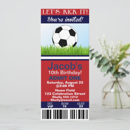 Aanpasbare de verjaardagsuitnodiging van de Ticket Kaart (Staand voorkant)