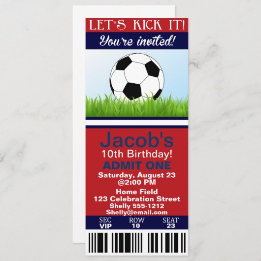 Aanpasbare de verjaardagsuitnodiging van de Ticket Kaart (Voorkant / Achterkant)