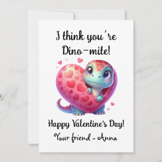 Aanpasbare Dino-mite Valentijnsdag Feestdagenkaart (Voorkant)