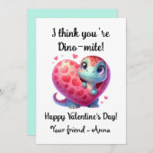 Aanpasbare Dino-mite Valentijnsdag Feestdagenkaart (Voorkant / Achterkant)