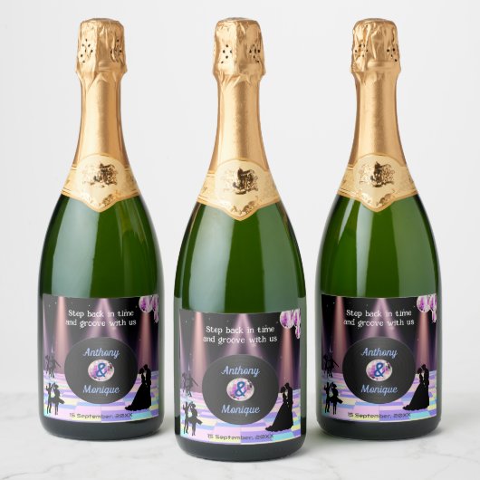 Aanpasbare Disco Bruiloft Sparkling Wijnetiket (Flessen)