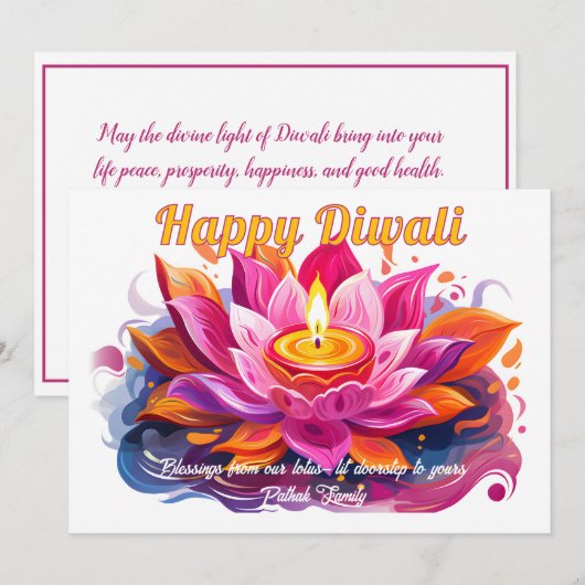 Aanpasbare Diya Droom Diwali Kaart (Voorkant / Achterkant)