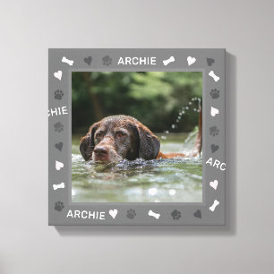 Aanpasbare Dog-foto en persoonlijke naam Canvas Afdruk