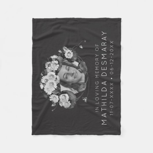 Aanpasbare donkere bloem-herdenking ter liefdevoll fleece deken (Voorkant)