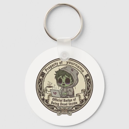 Aanpasbare 'Dood vanbinnen' Badge Sleutelhanger (Achterkant)