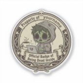 Aanpasbare 'Dood vanbinnen' Badge  Sticker (Voorkant)