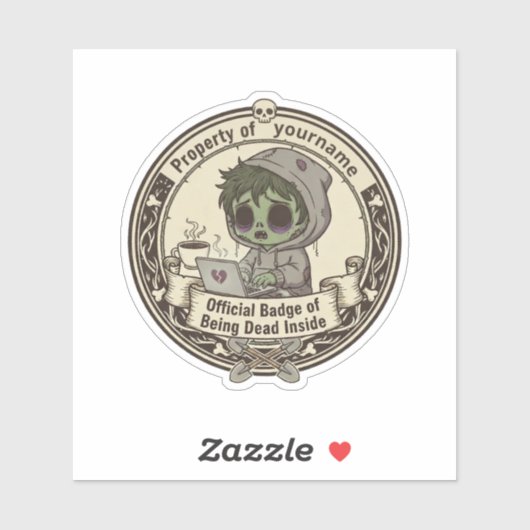 Aanpasbare 'Dood vanbinnen' Badge  Sticker (Vel)