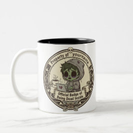 Aanpasbare 'Dood vanbinnen' Badge T-Shirt Tweekleurige Koffiemok