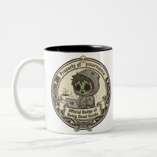Aanpasbare 'Dood vanbinnen' Badge T-Shirt Tweekleurige Koffiemok