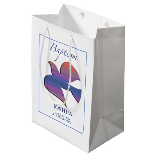 Aanpasbare, Doopduif voor Volwassenen Medium Cadeauzakje (Voorkant Gekanteld)