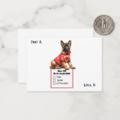 Aanpasbare Duitse Herdershond Puppy Valentijn  Notitiekaartje (Voorkant / Achterkant in situ)