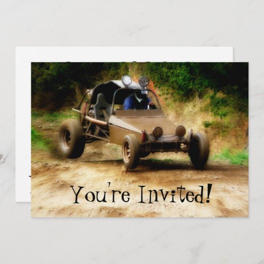 Aanpasbare Dune Buggy Mudfest - Je bent uitgenodig Kaart (Voorkant / Achterkant)