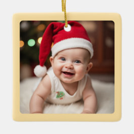Aanpasbare eerste kerst van de baby vierkant keramisch ornament