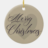 Aanpasbare Eerste Kerstmis Getrouwd Elegante Taupe Keramisch Ornament (Achterkant)