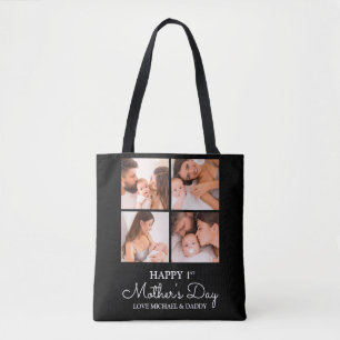 Aanpasbare Eerste Moederdag Fotocollage Tote Bag