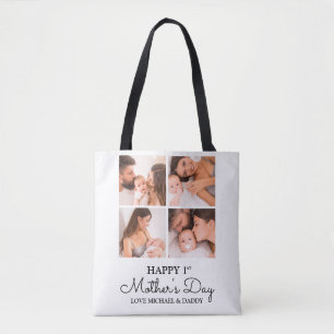 Aanpasbare Eerste Moederdag Fotocollage Tote Bag