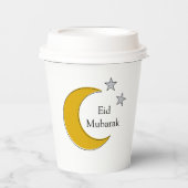 Aanpasbare Eid-papieren beker met maan en sterren (Voorkant)