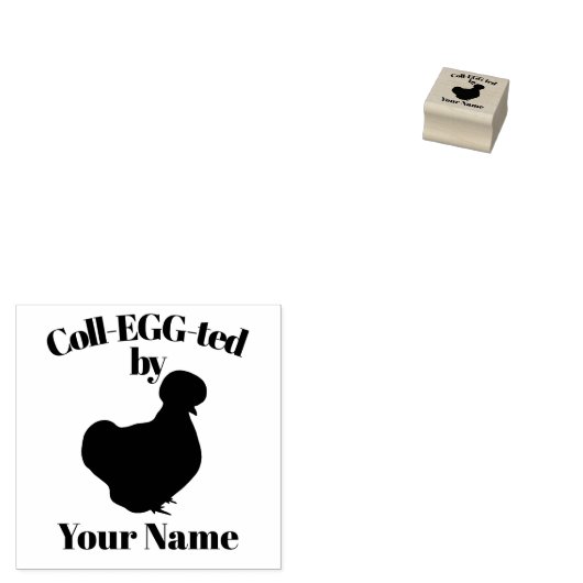 Aanpasbare eierstempel Silkie Bantam Rubberstempel (Gestempeld)