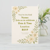 Aanpasbare Elegante Bloemige Trouw Uitnodiging Tem (Staand voorkant)