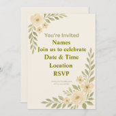 Aanpasbare Elegante Bloemige Trouw Uitnodiging Tem (Voorkant / Achterkant)