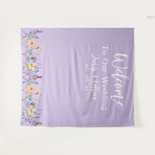 Aanpasbare Elegante Lavendel Trouw Achtergrond Wandkleed (Voorkant (horizontaal))