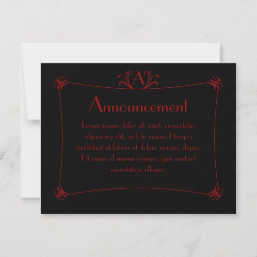 Aanpasbare Elegante Rand Met Monogram Aankondiging (Voorkant)