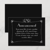 Aanpasbare Elegante Rand Met Monogram Aankondiging (Voorkant / Achterkant)