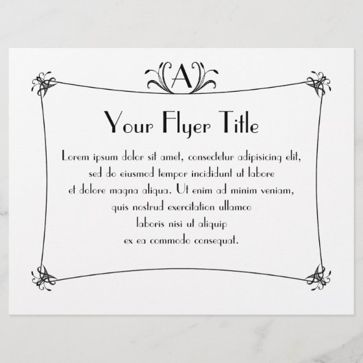 Aanpasbare Elegante Rand Met Monogram Flyer (Voorkant)