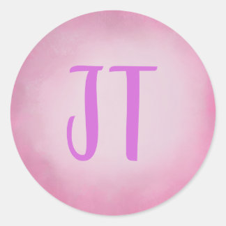 Aanpasbare Elegante Roze Waterverf Ronde Lijst Sticker