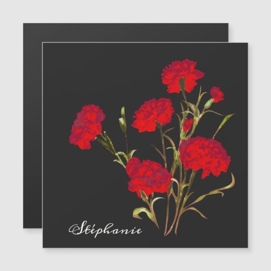 Aanpasbare Elegante Vintage Bloemige Rode Anjer (Voorkant / Achterkant)