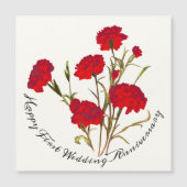 Aanpasbare Elegante Vintage Bloemige Rode Anjer (Voorkant)