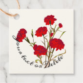 Aanpasbare Elegante Vintage Bloemige Rode Anjer Bedankjes Labels (Voorkant)