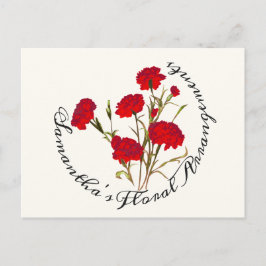 Aanpasbare Elegante Vintage Bloemige Rode Anjer Briefkaart