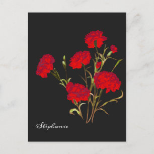 Aanpasbare Elegante Vintage Bloemige Rode Anjer Briefkaart