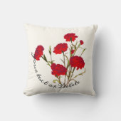Aanpasbare Elegante Vintage Bloemige Rode Anjer Kussen (Voorkant)